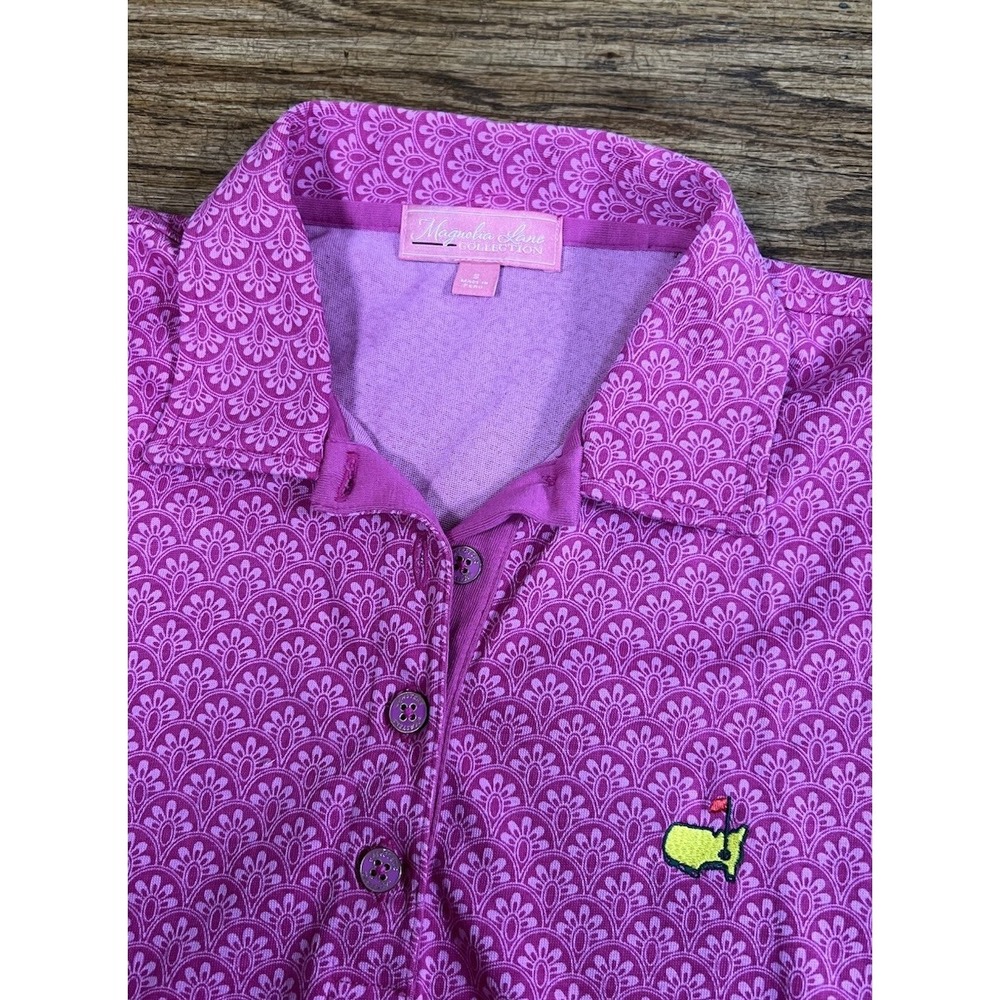 Magnolia Lane Golf Polo Womens Small Pink Floral Masters Sleeveless Shirt